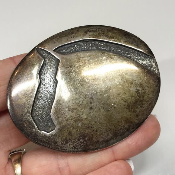 VTG Orville White Navajo Sterling Silver Belt Buckle Equestrian Horse Western